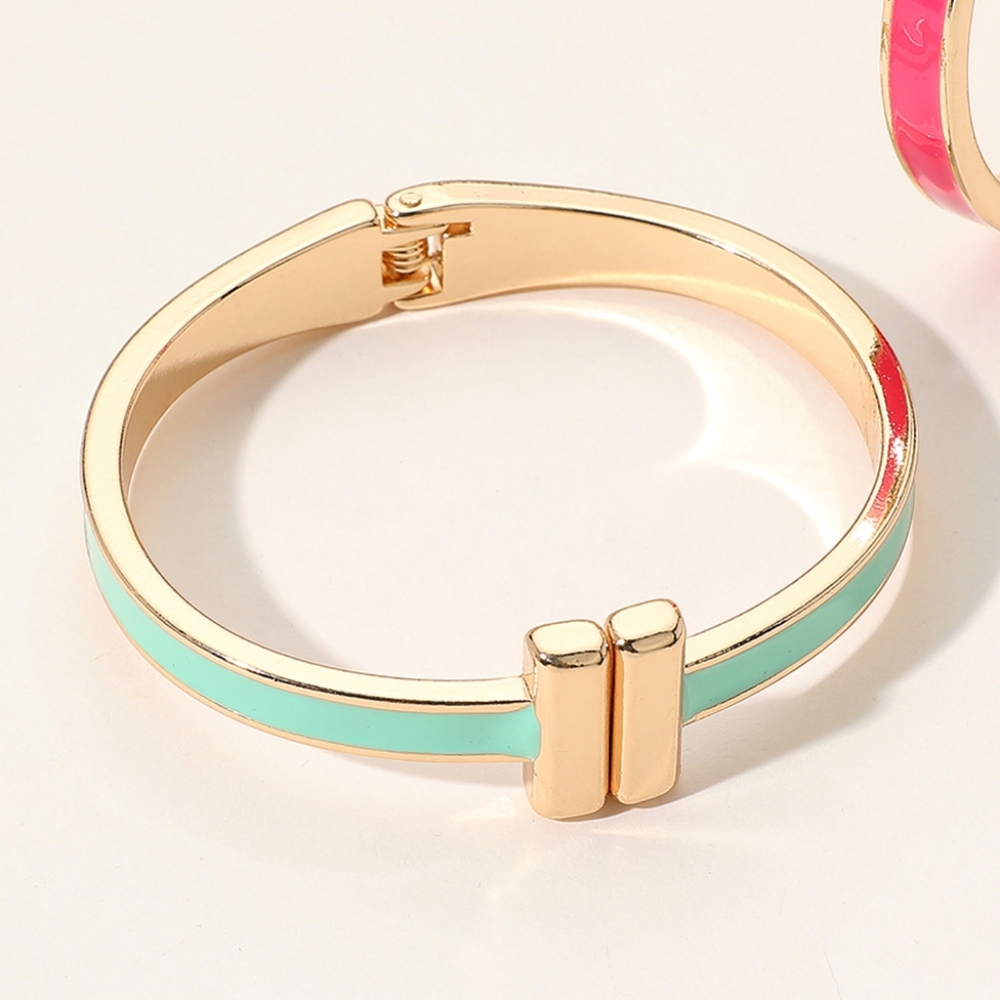 Mint Metal Bar Tip Bracelet Bangle Hinged Statement Fashion Accessories